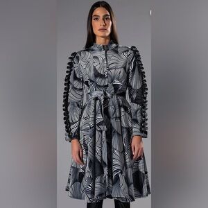 Akira Abstract Print Belted Dress Jacket New Size L
